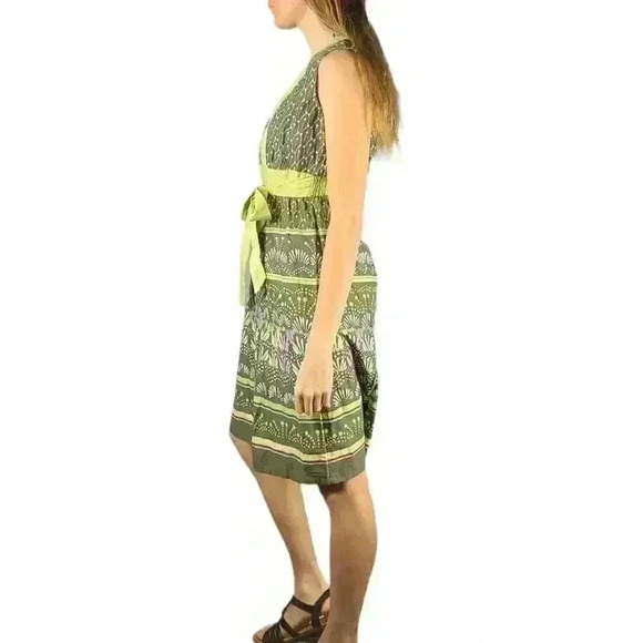 Gilligan & Omalley Green Paisley Pattern Waist Tie Summer Dress - Picture 2 of 4
